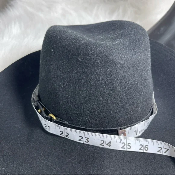 Eric Javits New York Black 100% Wool Wide Brim Fedora Hat Water Repellent L/XL - Picture 13 of 13